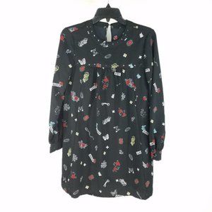 Zara Black Butterfly Tiger Floral Studded Dress